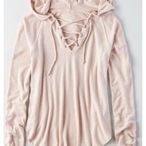 american eagle pink “soft and sexy” plush hoodie